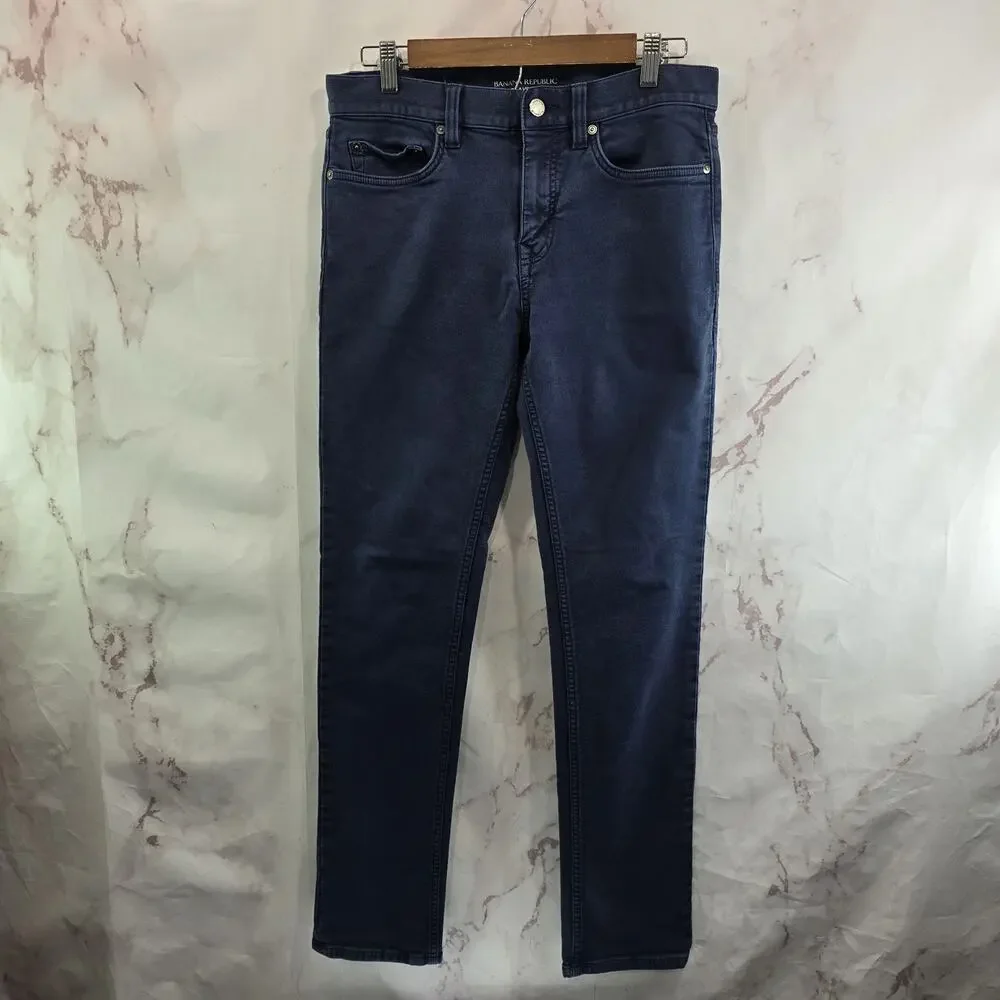 Banana Republic Pants Mens 30 X 32 Blue Traveler Jean Slim Straight Leg Navy